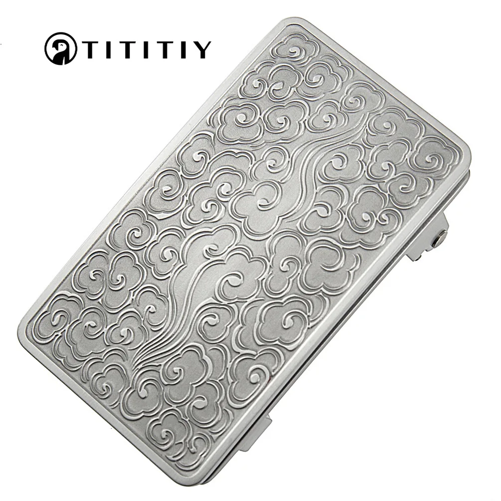 3.6/3.9cm Toothless Pure Titanium Belt Buckle Non-Allergenic Automatic Buckle Cloud Patterns Men's Business Belt Buckles