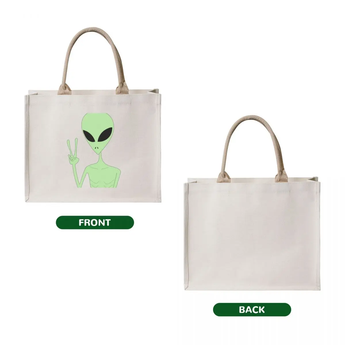 Peace Alien Tote Bag large size bags tote bags aesthetic shoping bag