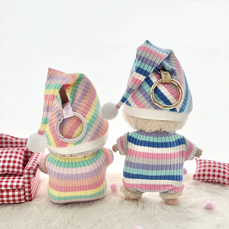 15cm/17cm Labubu I II Dolls Clothes Cute  Rainbow Girl Two Piece Set Sitting Party Accessories Clothing Plush Doll'S Clothes