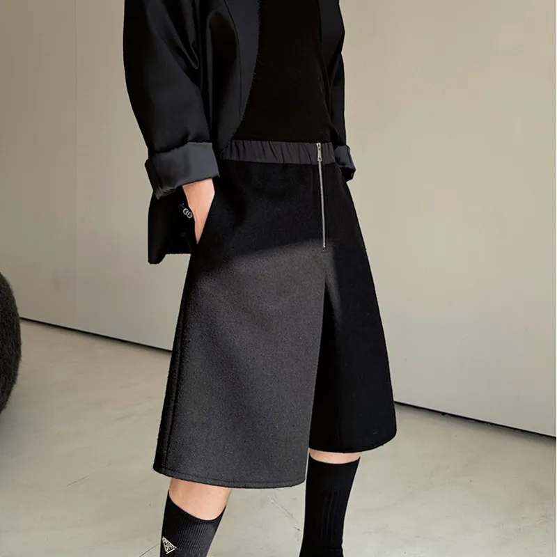 

Spring Summer New Men's ort Wide Leg Woolen Pants Loose Fit Zipper Design Casual Straight Cut Five-Quarter Length Trousers