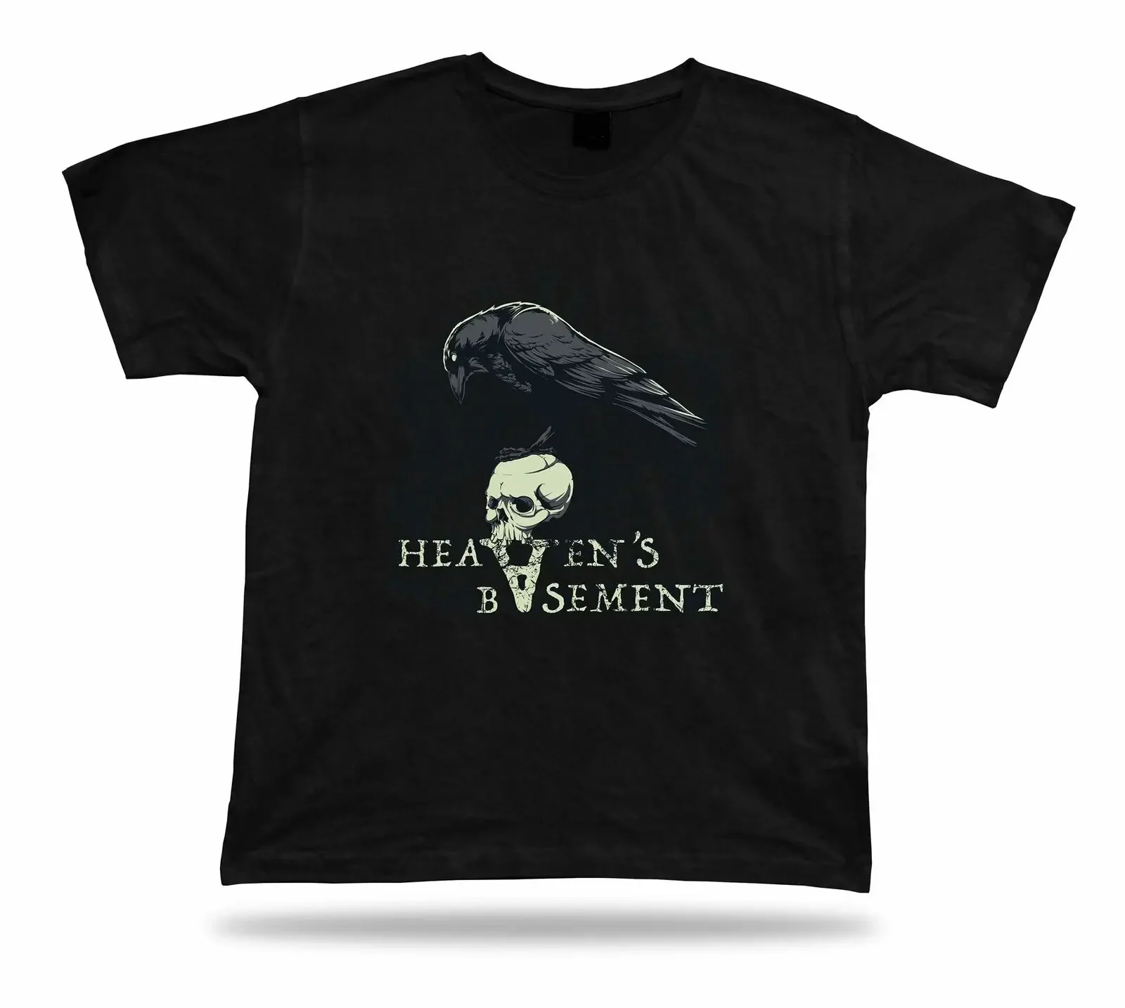 Heavens Basement Raven Skull Dark Gothic T-Shirt. Summer Cotton Short Sleeve O-Neck Mens T Shirt New S-3XL