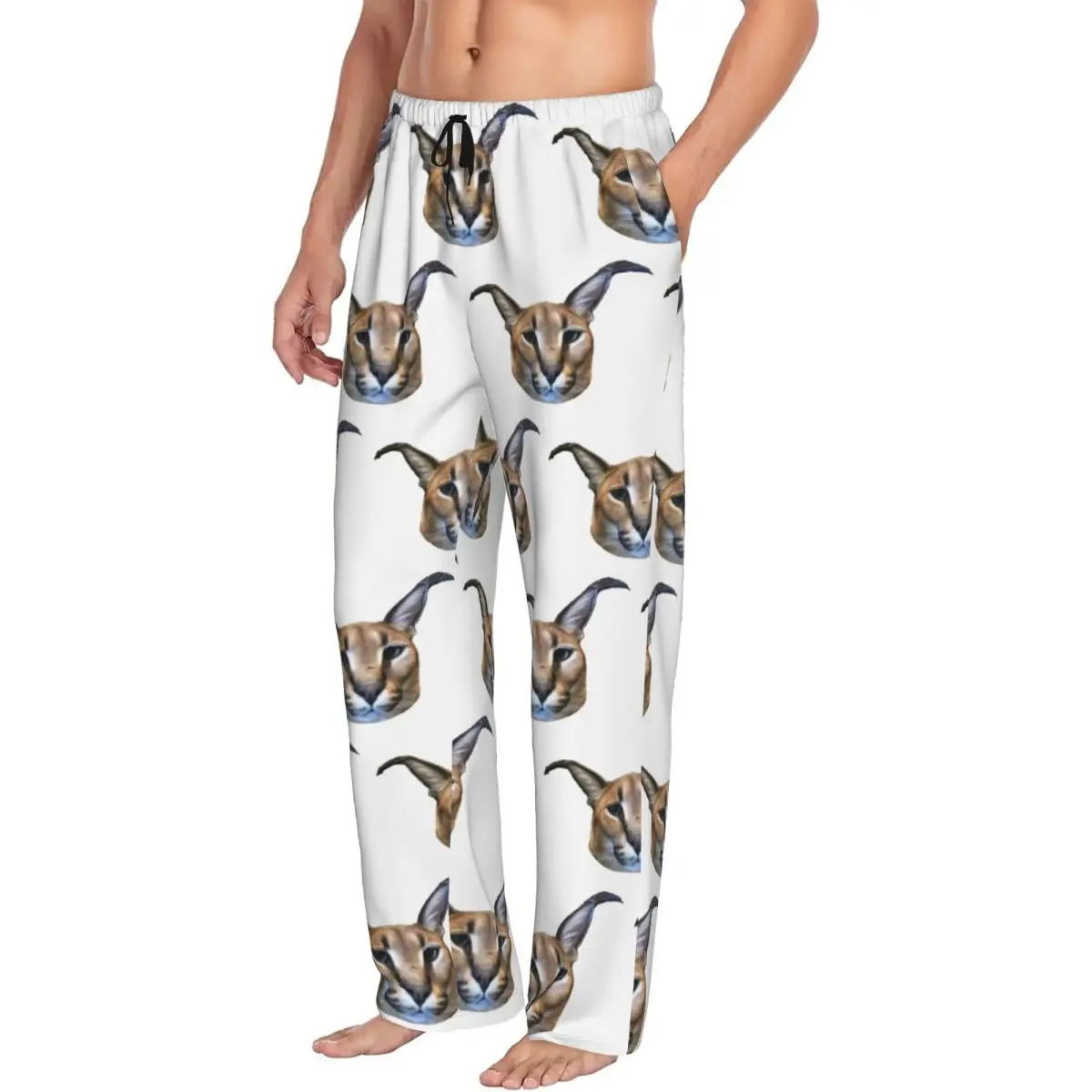 Custom Big Floppa Men Pajama Pants Lounge Sleep Sleepwear Bottoms with Pockets