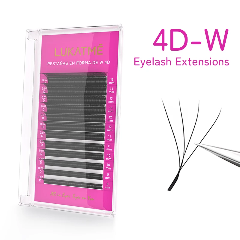 

LUKATME 4D Eyelash Extensions Beginner Friendly Volume 4D Fans Eyelashes Soft W Shaped Fluffy False Eyelash 4D Faux Lashes