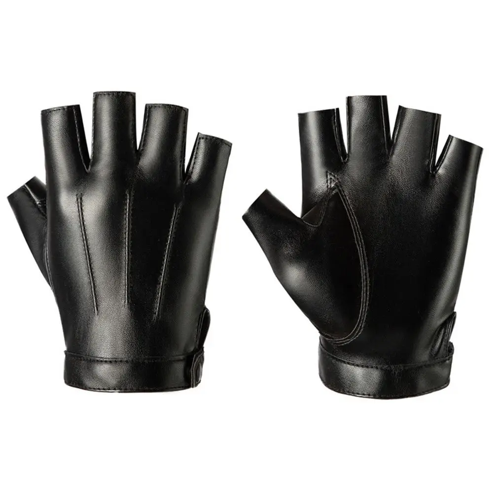 Fashion Half Finger PU Leather Gloves Fitness Punk Fingerless Mittens Riding Short Cycling Gloves Driving Fishing