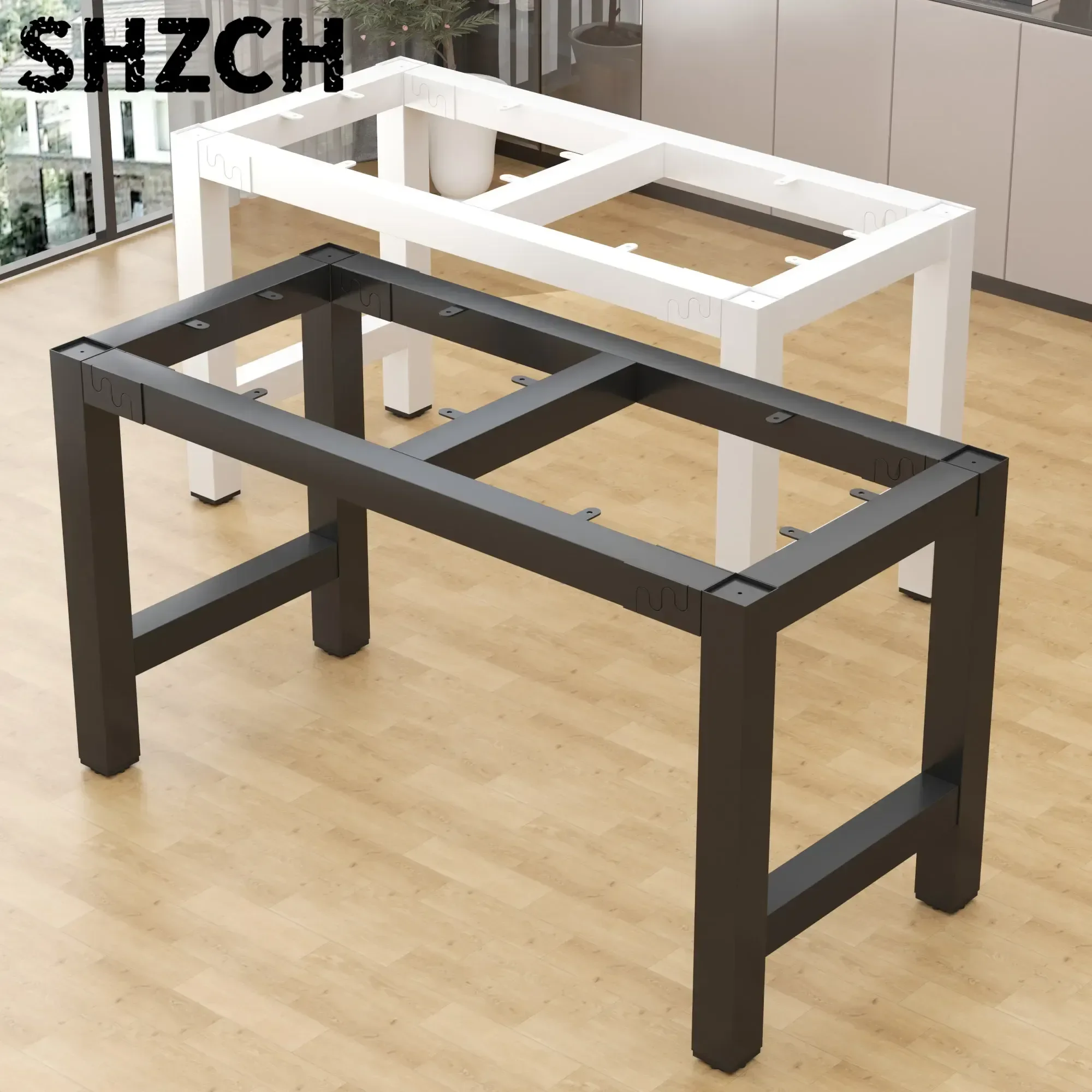 Iron Table Legs, Heavy Duty Metal Legs for Sintered Stone Dining Table, Modern Industrial Coffee Table Base with Adjustable Feet