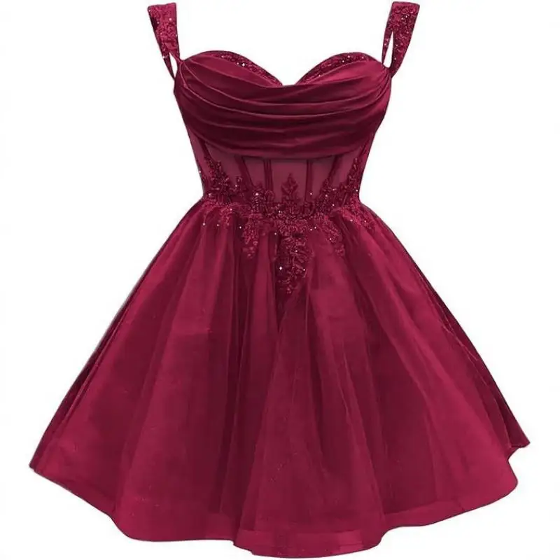Strap Short Cocktail Party Embroidery Decal Slim Bridesmaid Light Luxury Sequin Adult Gift Fluffy Skirt Formal Dress Customized