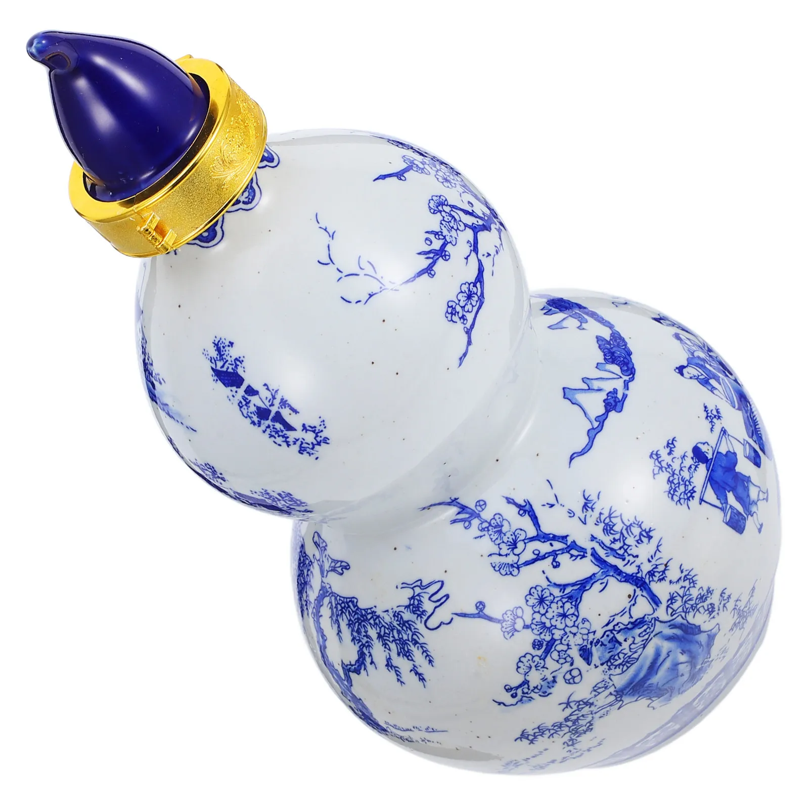 Botella de Vino de Cerámica Azul y Blanca con Forma de Calabaza, Artesanía Tradicional China, Recipiente Sellado para Vino de Arroz Vintage, Portátil
