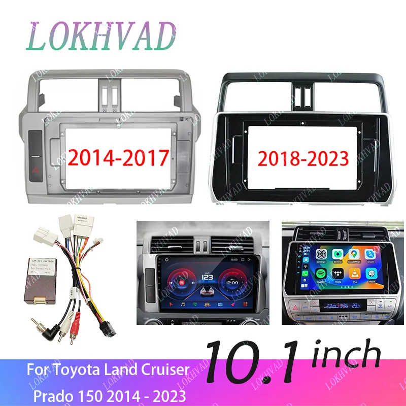 9 Inch Car Frame Fascia Adapter Canbus Box Android Radio Dash Fitting Panel Kit For Toyota Land Cruiser Prado 150 2014 - 2023