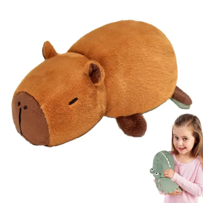 Stuffed Capybara Plush Reversible Kids Plushie Pillow 9.8 Inch Transforming Animal Plush Toy Cute Stuffed Animals Plushie Pillow