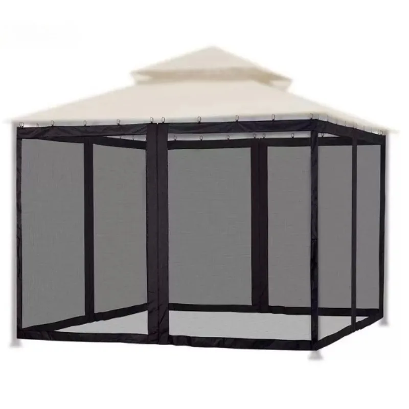 300x300cm 4-Panel Mosquito Net Curtains for Gazebo, Outdoor Patio Bug Screen with Zipper for Garden Canopy