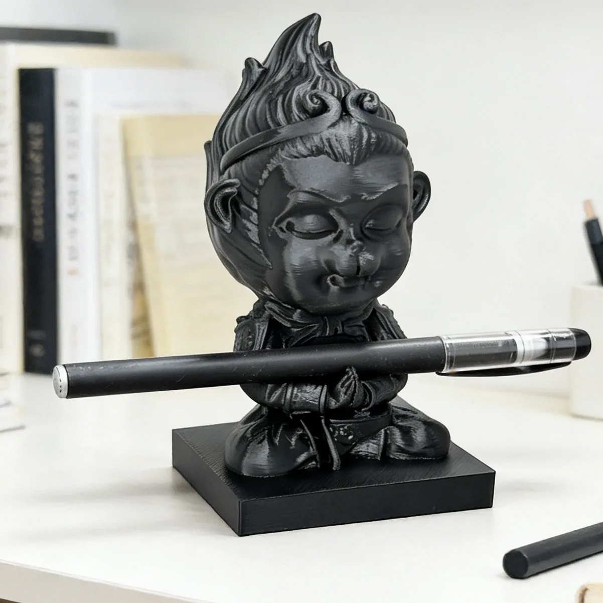 3D Printed Creative Monkey Desktop Ornament, Multifunctional Pen Holder, Desk Decoration, Stationery Storage Gadget, Single Piece