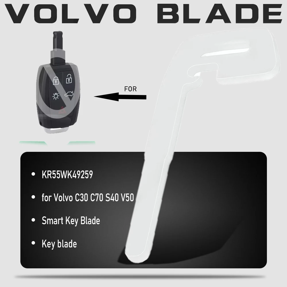 

KEYECU 2* Insert Smart Blade Emergency Key Blade for Volvo C30 C70 S40 V50 KR55WK49259