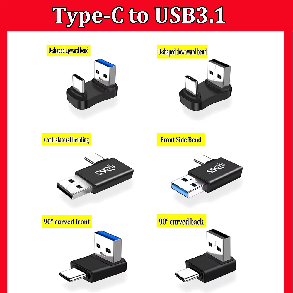 1Piece USB A To Type C male Adapter OTG 10Gbps Fast Charging Data Transfer for Xiaomi Laptop PC Connector