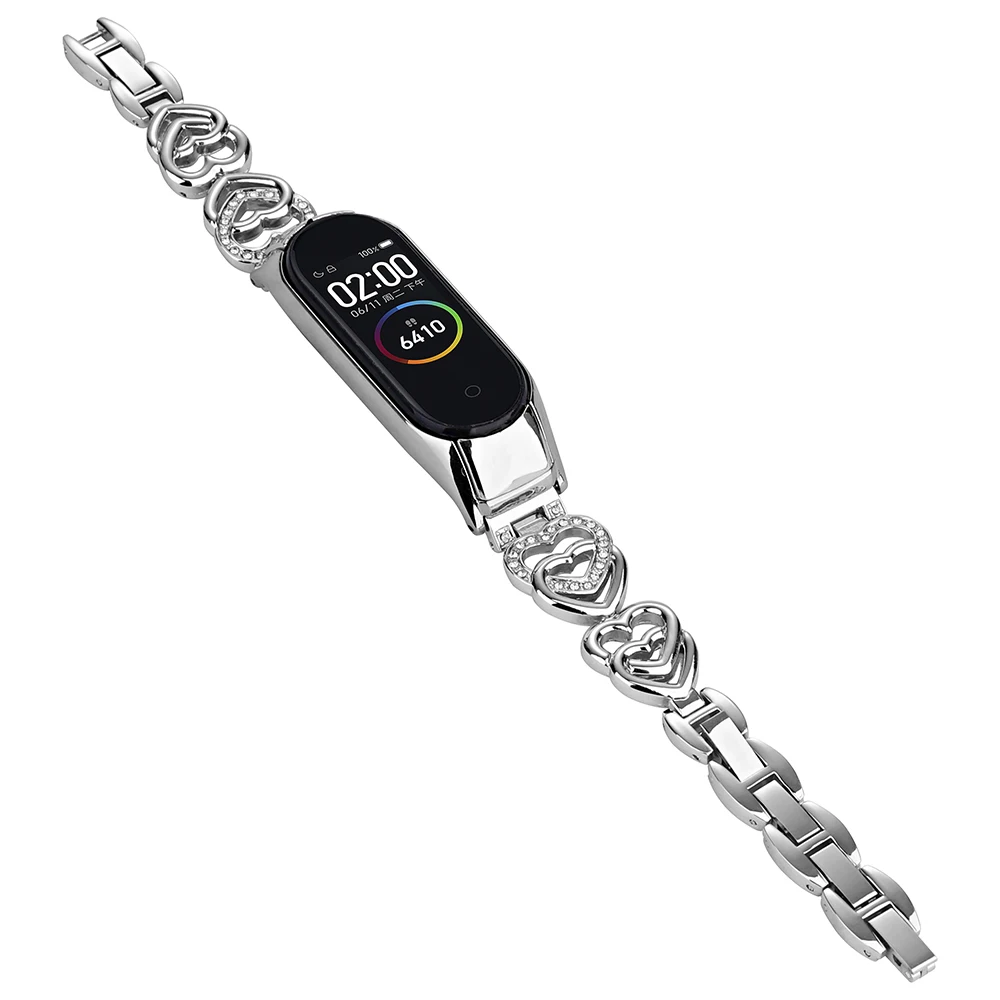 Mi Band 8 Bracelet for Women Metal Strap Replacement for Xiaomi Mi Band 4/5/6/7 Wristband Slim Luxury Jewelry Watchband Bling image 5