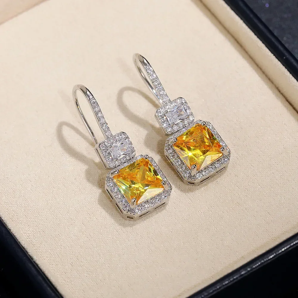 2026 New Colorful Crystal Zircon Bridal Earrings, European and American Personalized Fashion Trend, High End Jewelry