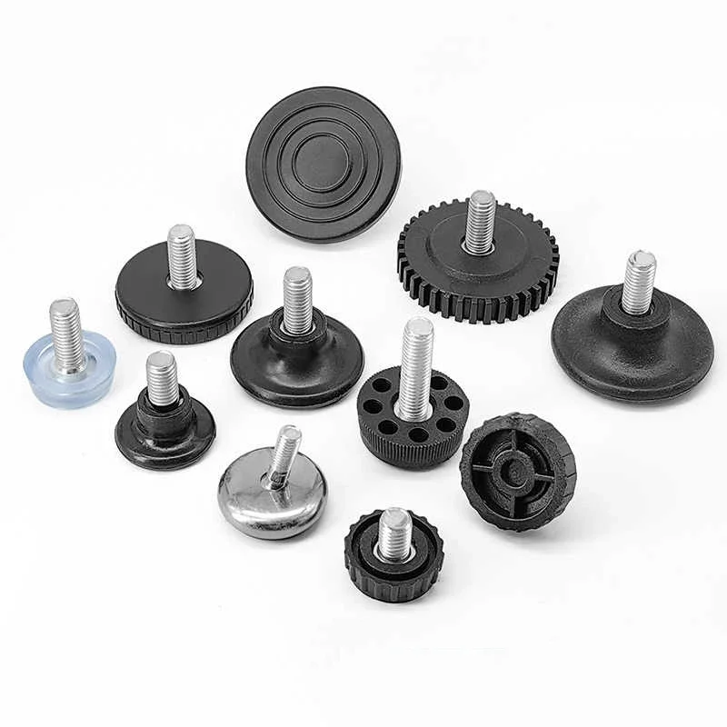 Plastics Adjustable Feet Pad With Screw M10 M8 M6 Table Chair Balck Leveling Foot Pad Furniture Leg Anti-shock Protection