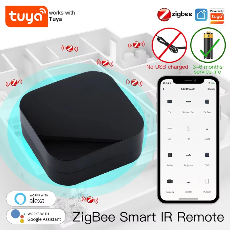 

MOES Tuya ZigBee Smart IR Remote Control Universal Infrared Remote Controller for Smart Home works with Alexa Google Home