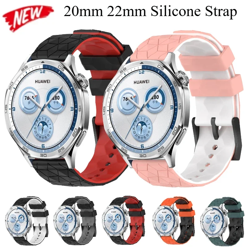 

Силиконовый ремешок 22 мм 20 мм для Samsung Watch 7/6/5/4 Huawei Watch 4 Pro/GT4-5 Pro, браслет с футбольным узором для Amazfit GTR 4/GTS