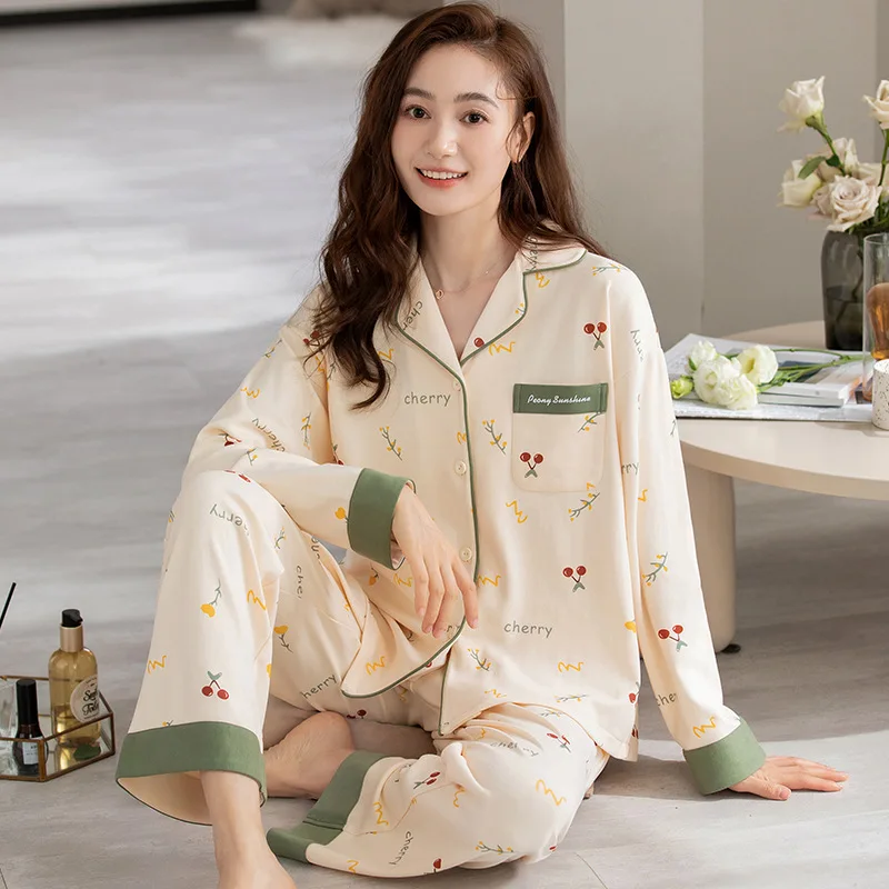 Pyjamas Women Clothing Sets Autumn Pajamas for Teen Girls Kawaii Pijamas Sleepwear Breathable loungewear