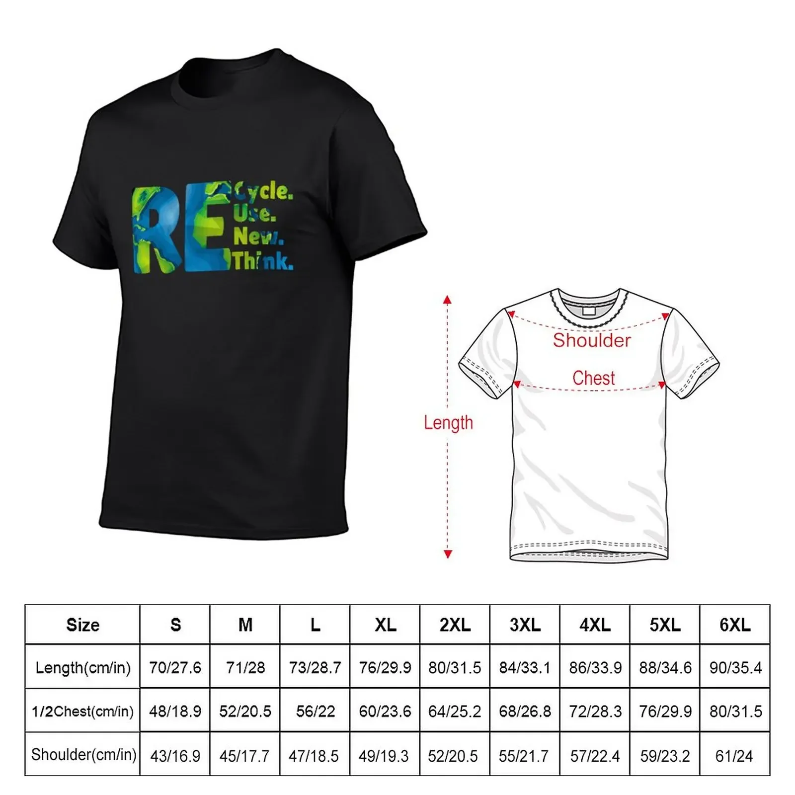 New Recycle Reuse Renew Rethink T-Shirt custom t shirts design your own Tee shirt plus size tops Men's clothing