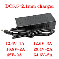 12.6V 1A 12.6V 3A 16.8V 2A 29.4V 2A 42V 2A 54.6V 2A EU US AU UK smart charger for lithium battery rechargeable series