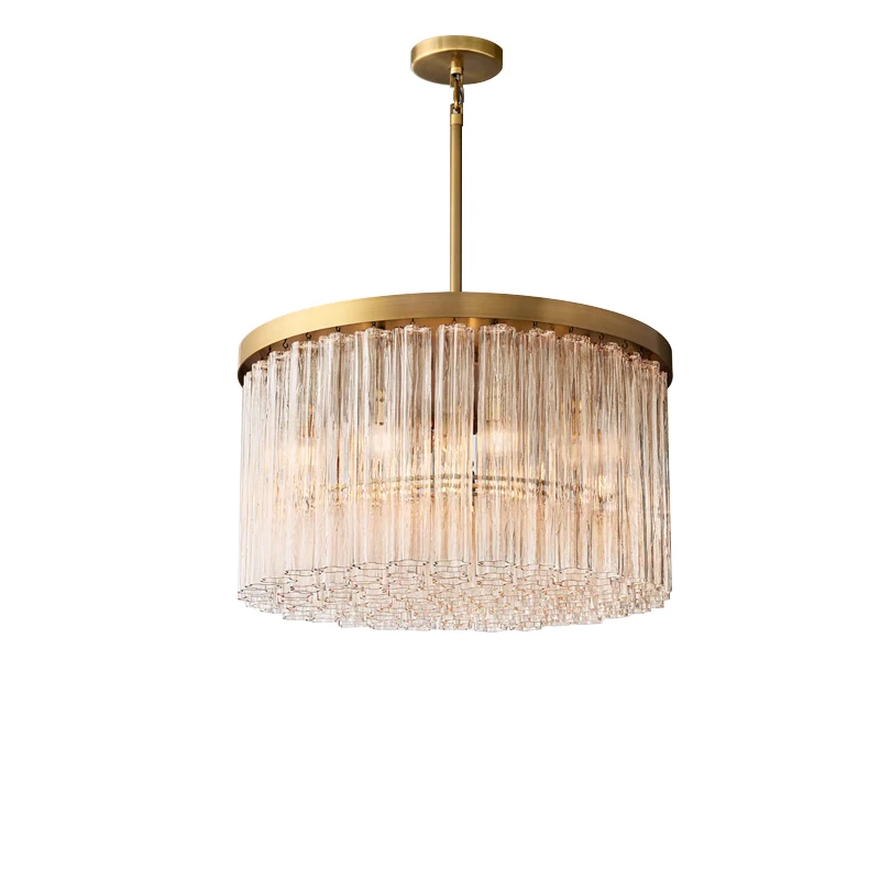 Bronze All Copper Luxury Glass Tube Pendant Lighting 2026 Home Decor Large Hanglamp Over Dining Table Lustres Lamparas