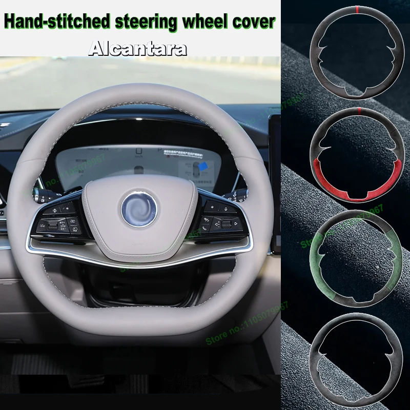 

Hand-Stitched Non-slip Alcantara Leather Car Steering Wheel Cover Wrap for BYD Han EV /DM-i 2024 2025 Interior Accessories