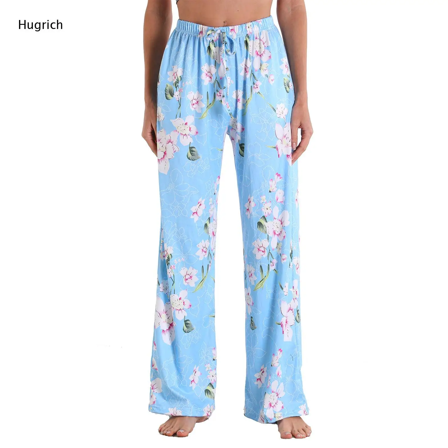 Women's Soft Plaid Wide Leg Pajama Pants - Comfortable Elastic Waist Lounge Sleepwear Bottoms for Home Relaxation and Casual