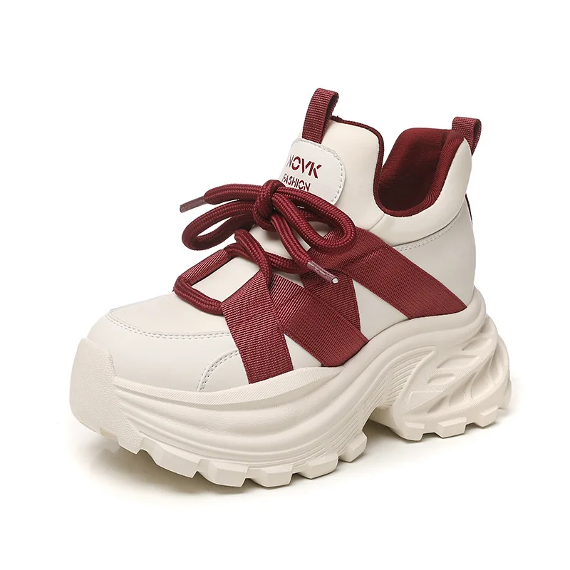 

Lace-up Women Thick Bottom Sneakers 2025 Spring Autumn Breathable Soft Soled Sport Shoes Outdoor Non Slip Woman's Training Shoes