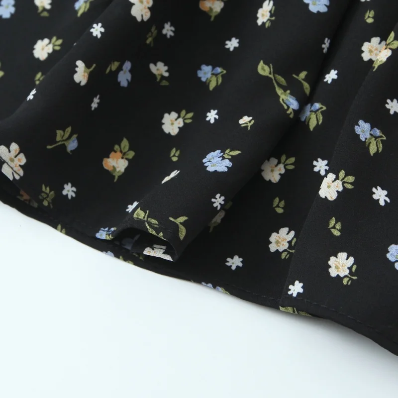 Bla Floral Print ter Dr Heart Collar Waist Cinch Midi Skirt Vintage Vaion Gown Women's Gentle Sle A-Line Dr