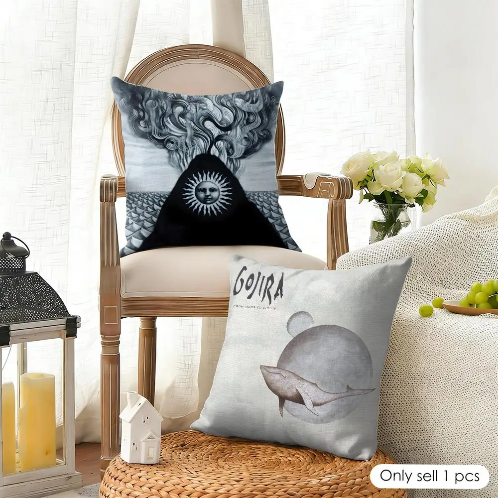 Rock Band G-Gojira Cushion Cover Organic Linen Square Pillow Case Durable Non-Allergenic And Kind To Skin