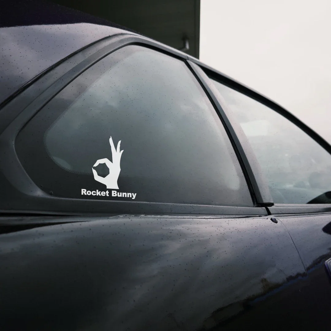 Rocket Bunny Rocket Rabbit Wide Body JDM Car Sticker, Triangle Window Glass Personality Vinyl Decal Modification Decor