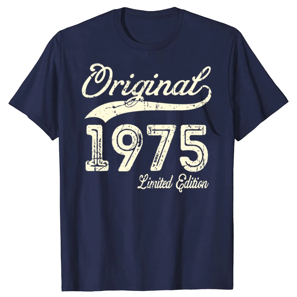 مضحك خمر 1975 الأجزاء الأصلية الجرافيك 100% تي شيرتات قطن الرجال موضة عادية التي شيرت فضفاض المتضخم الشارع الشهير تي شيرت