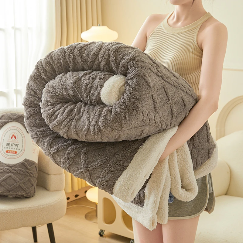 

Wool Blanket Nap Sofa Cover Blanket Office Thickened Coral Velvet Flannel Lamb Shawl Air Conditioning Small Blanket