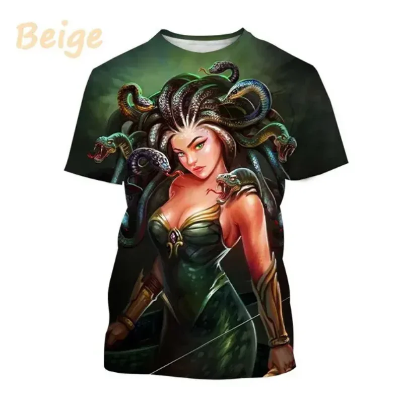 أزياء الرجال الملابس الجديدة ميدوسا ثلاثية الأبعاد تي شيرت مطبوع الأساطير اليونانية بانشي شخصية الهيب هوب الشارع للجنسين المتضخم تي شيرت