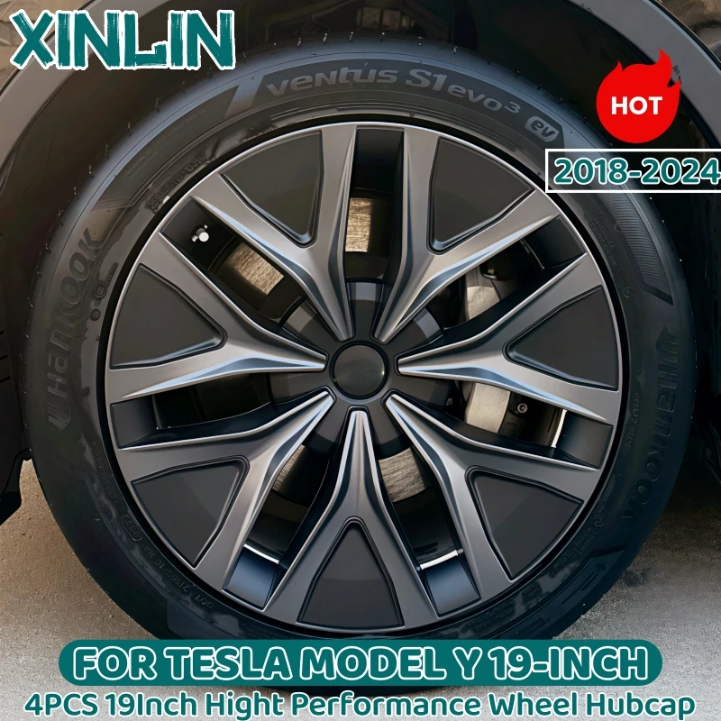4PCS 19 Inch Hub Cap Performance for Tesla Model Y 2018-2024 Wheel Caps Automobile Replacemen Hubcap Full Rim Cover Accessories