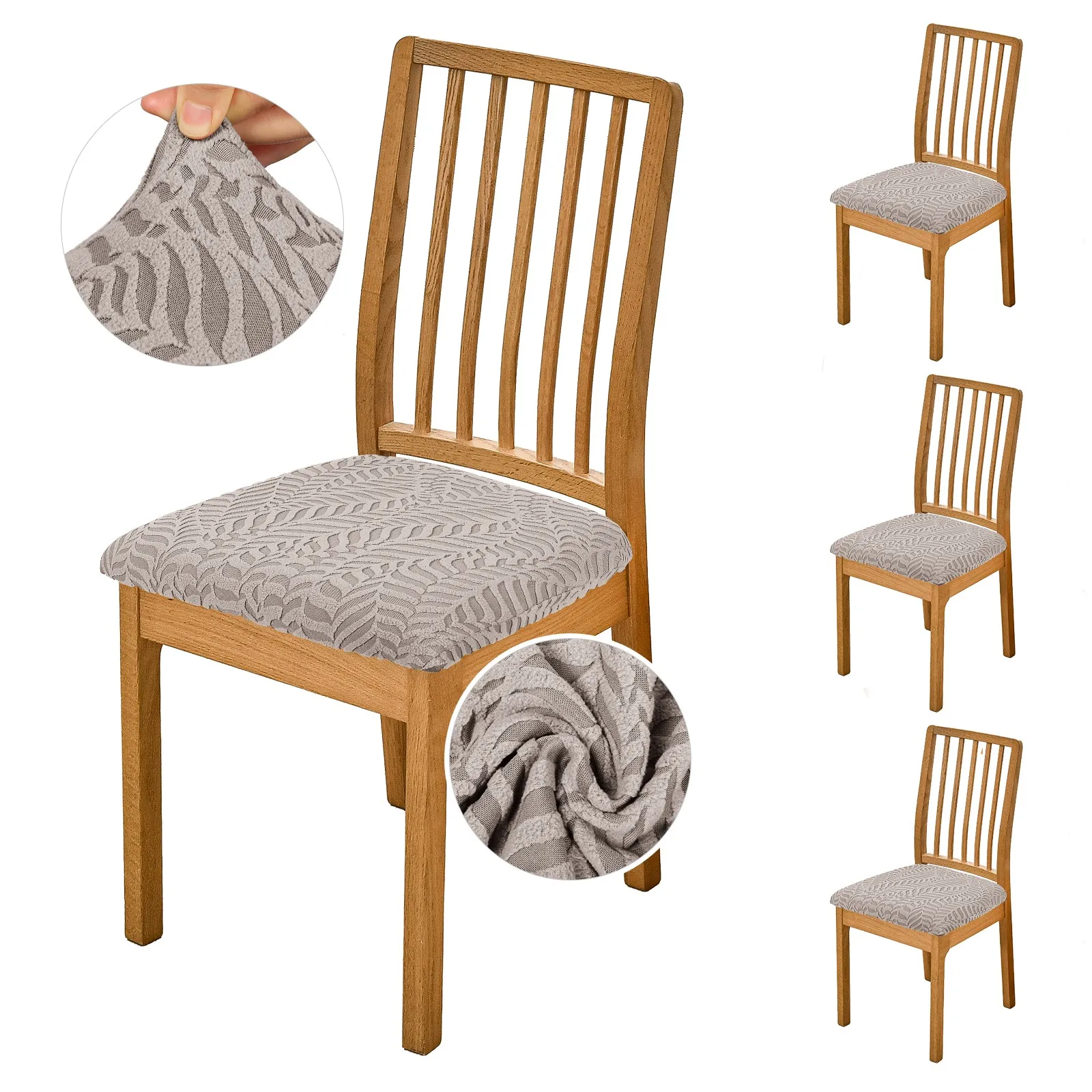 

4pcs Jacquard Chair Seat Cover Stretch Printing Chair Covers Dining Seat Cover for Hotel Home Living Room Stool Protective Cover