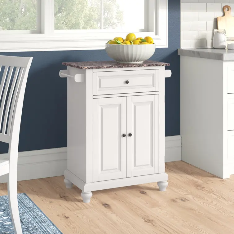 Europäischer weißer Küchenschrank mit 1 Schublade, 2 Türen und Marmor Arbeits Platte Holz Buffet Side Board