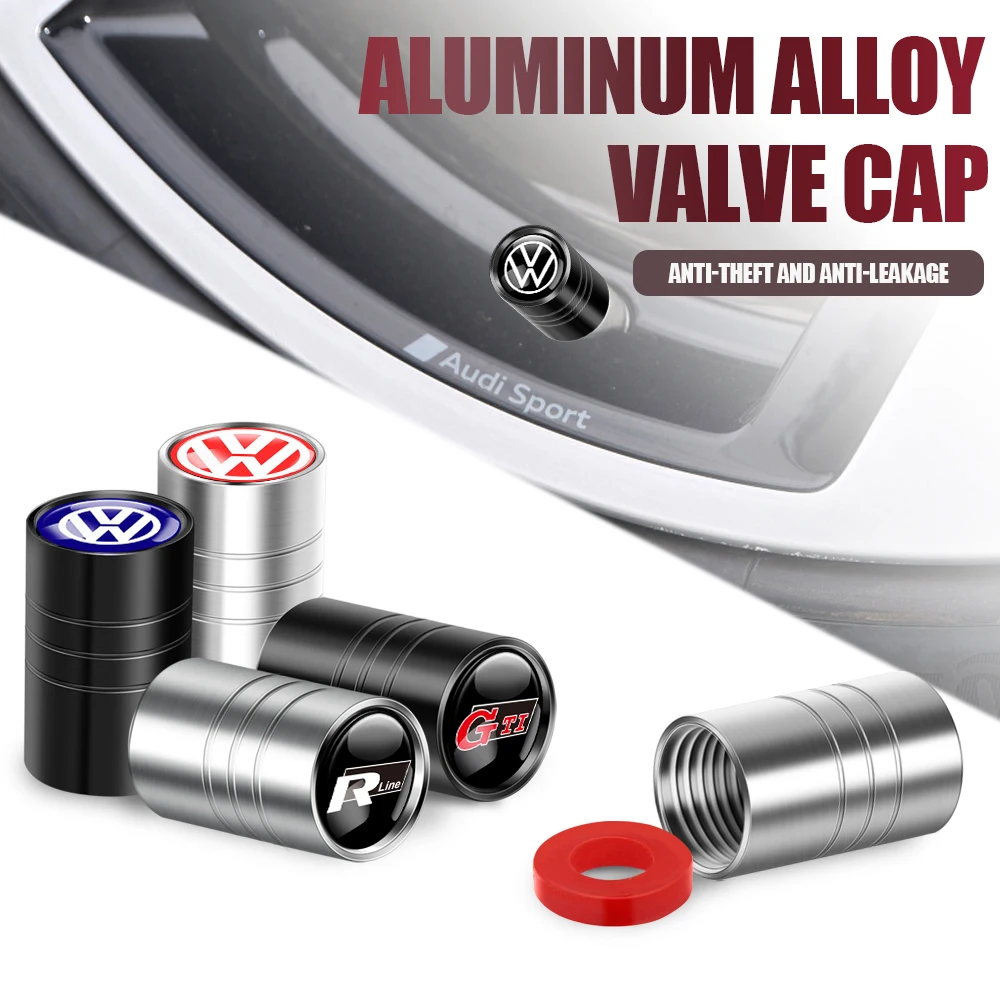 

4Pcs Car 3D Metal Wheel Tire Valve Caps Accessories For Volkswagen VW R Polo Passat Rline Golf 4 5 6 Tiguan Jetta GTI ID.3 Bora