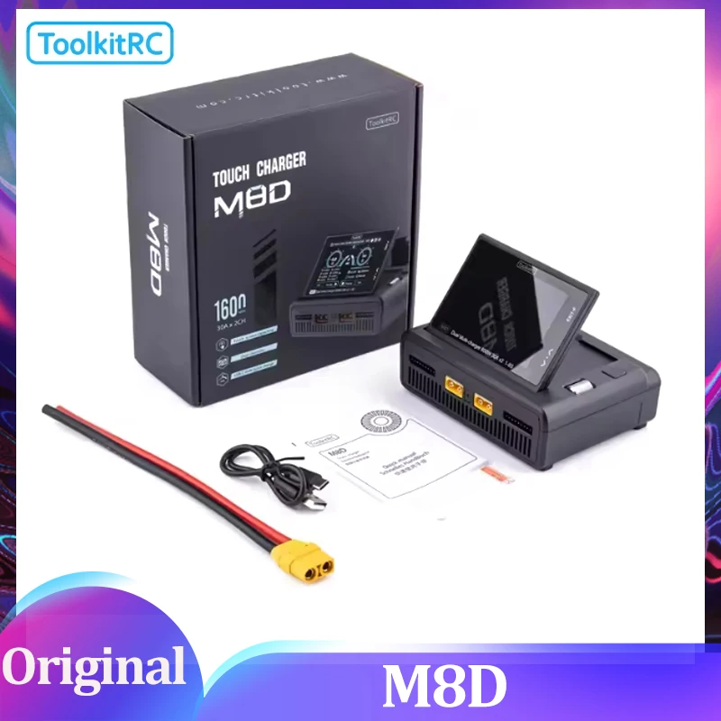 

ToolkitRC M8D 1600W 50A DC Dual Channel Smart Charger Discharger With Touchscreen For RC Lipo LiIon LTO 1-8S NiMh 1-20S Pb 1-15S