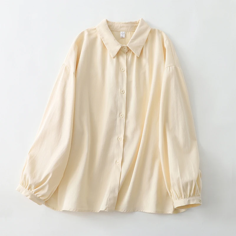 

Pure Cotton Yellow Collar Women's Shirt Casual Style Spring Season Fashion High Quality Top Ladies Premium Clothing