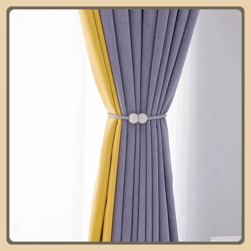 XD-Simple Double-sided Velvet Plain Color Matching Curtain Velvet Feeling Chenille Semi Shading Living Room Bedroom Purple