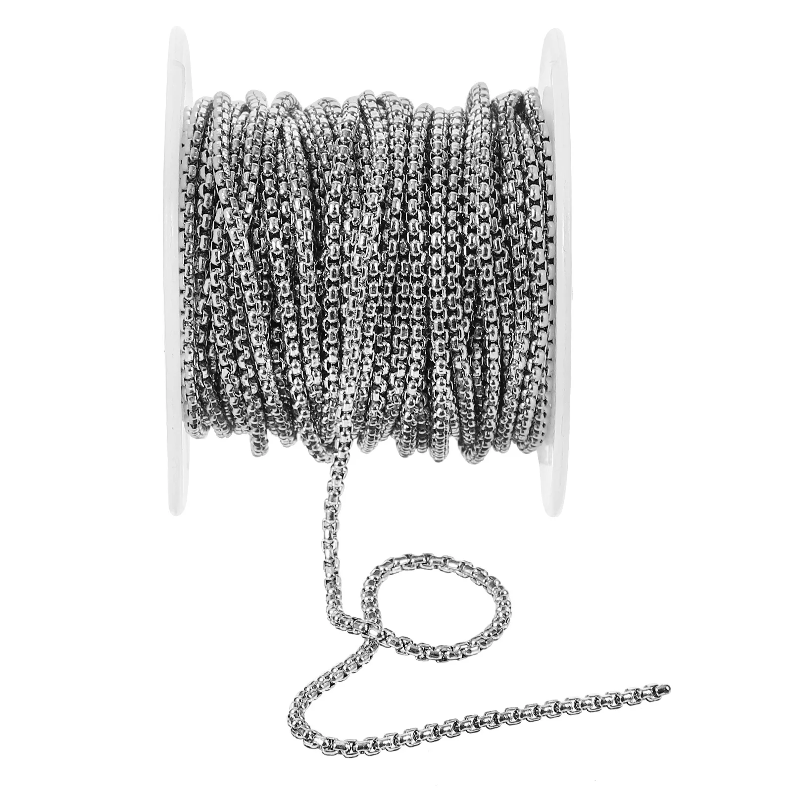 1 Roll 10 Yards Stainless Steel Pearl Square Bead 2Mm Diy Jewelry Making Craft For Necklace Bracelet Keychain Dog Tag Sweater