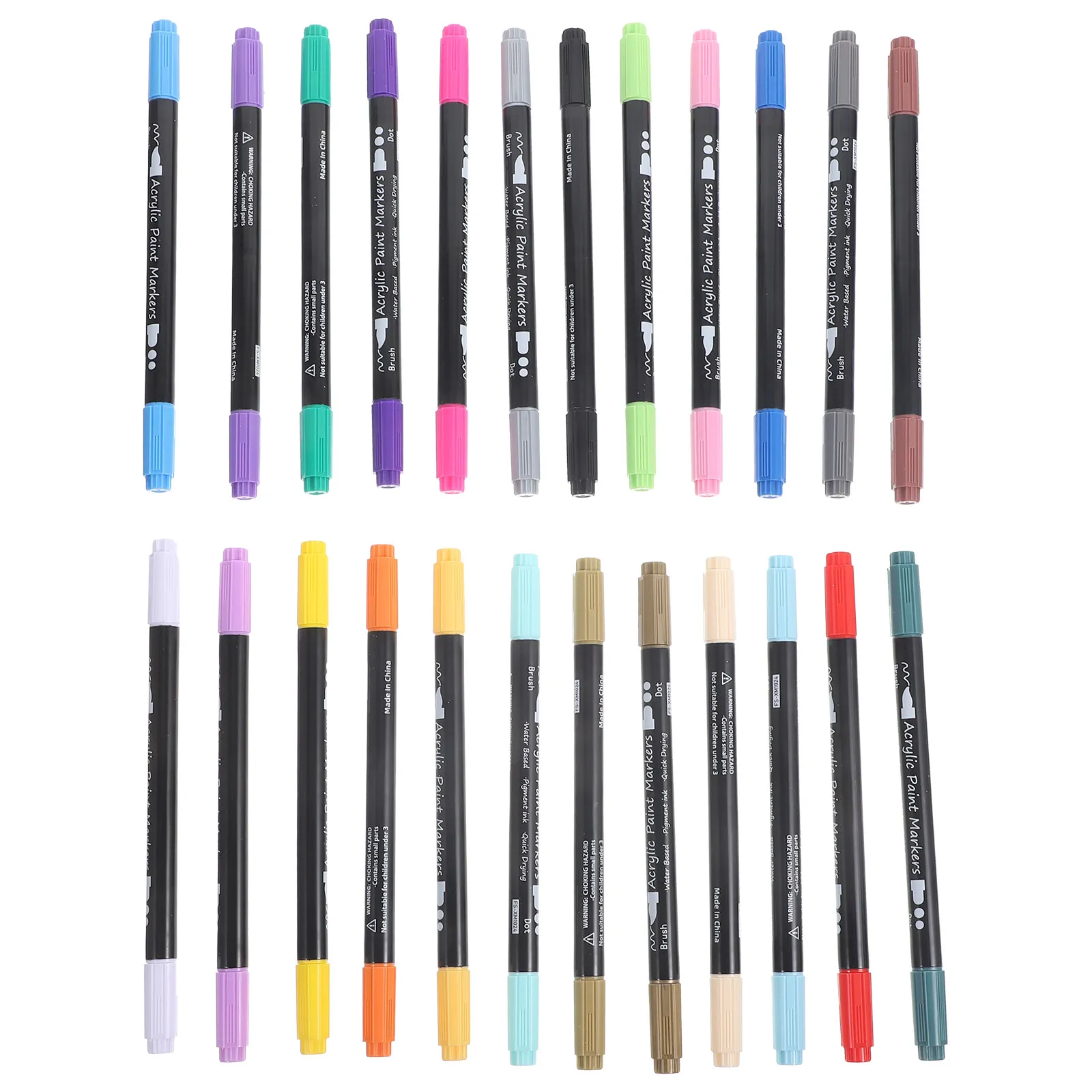 Acrylic Paint Marker Pen Set Dual Tip Fast Drying Smooth Writing for DIY Crafts Drawing Sketching Coloring