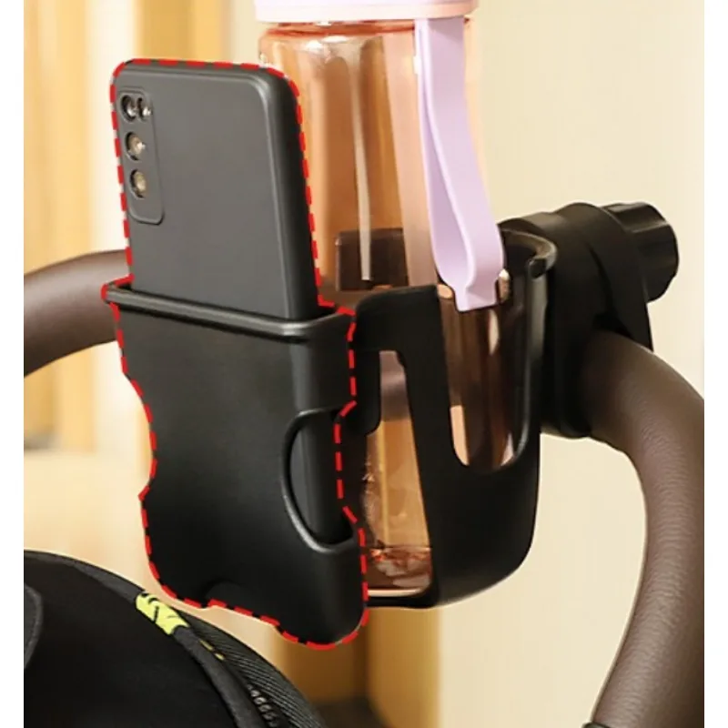 C23 1Pcs 2-in-1 Stroller Cup Water Cup Holder with Phone Holder Universal Bottle Bracket for Stroller Wheelchair Accessories