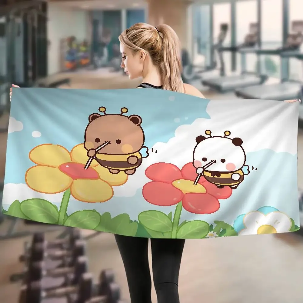 1Pc Bubu And Dudu Cute Cartoon Anime Beach Swimming Towel Soft Absorbent Washcloth Children's Gifts For Kids Travel Camping Gym