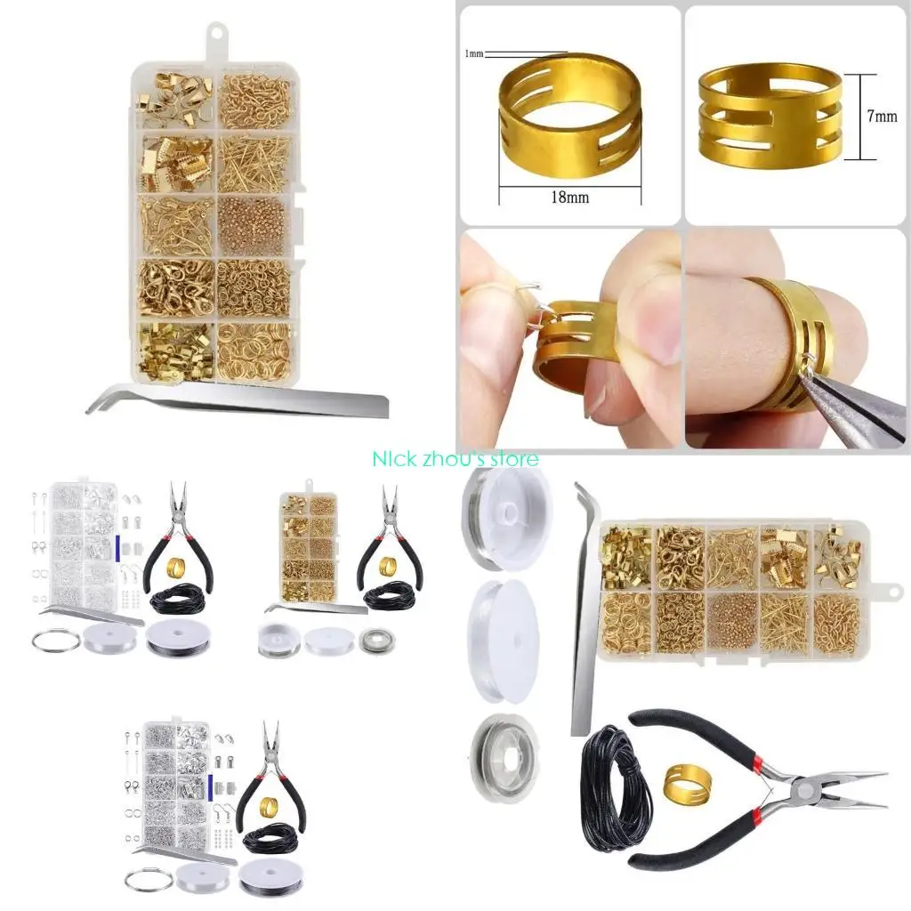 

E15E Открытые кольца и застежки-карабины с плоскогубцами и пинцетом, инструменты для ремонта ювелирных изделий, набор для в