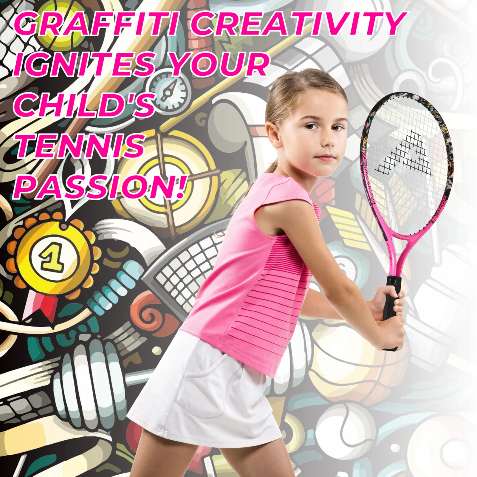 AMASPORT Tennis Rackets for Kids Toddlers 17\'\' with Cover Bag for Girl and Boy Tennis Racquet