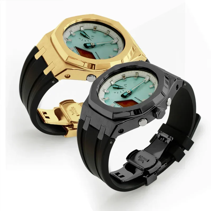 Modification Kit for Casioak GA2100 GA2110 Gen 5 Stainless Steel Case Watch Band for GAB2100 Metal Bezel Strap Replacement Screw