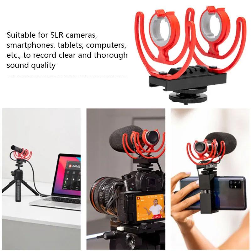 Mcoplus 콜드 슈 마이크 클립 삼각대 마운트 스탠드 충격 방지 어댑터, 로드 비디오 마이크로 비디오 Go II GOII NTG BOYA BY-MM1